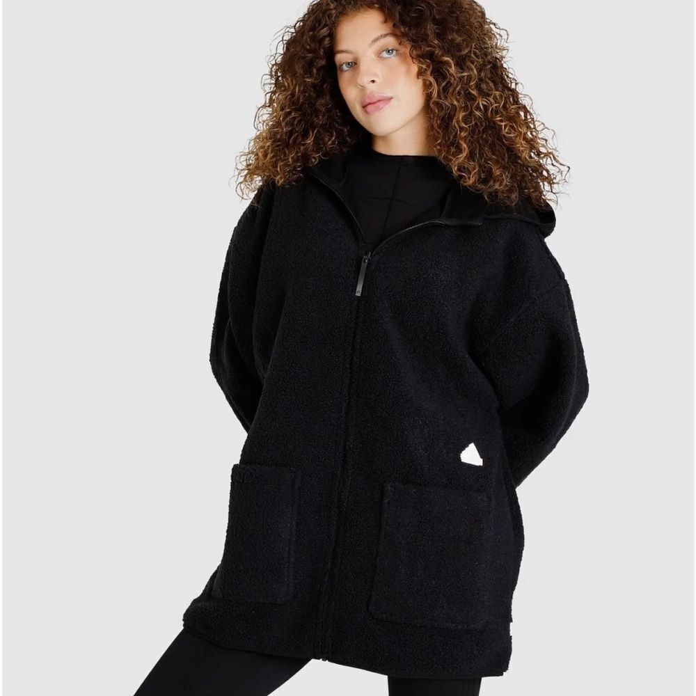 adidas Black Polar Fleece Full Zip Track Jacket Athletic,
Warm Cozy
